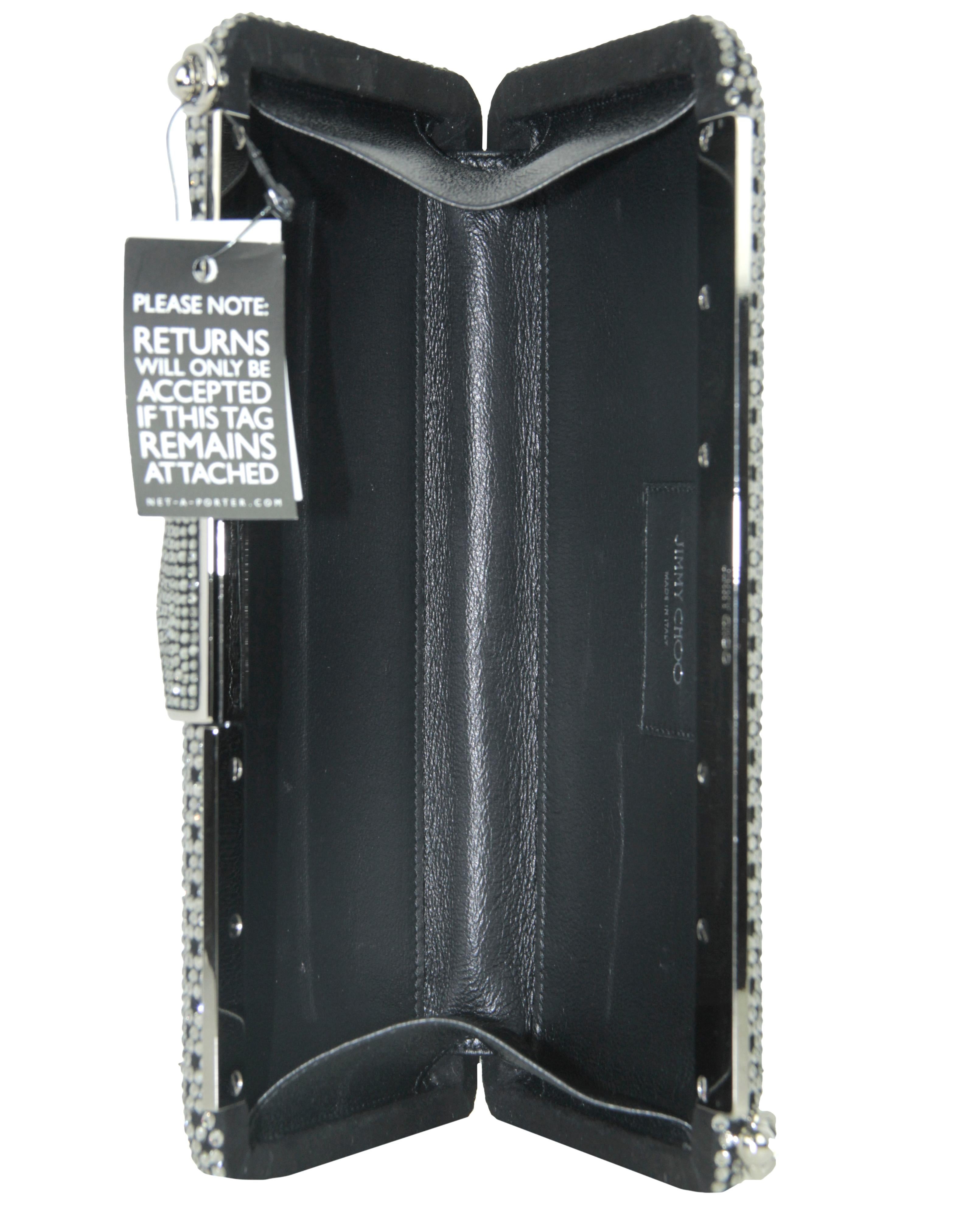 Jimmy Choo Back/ Grey Ellipse Crystal-Embellished Clutch /Shoulder Bag 3