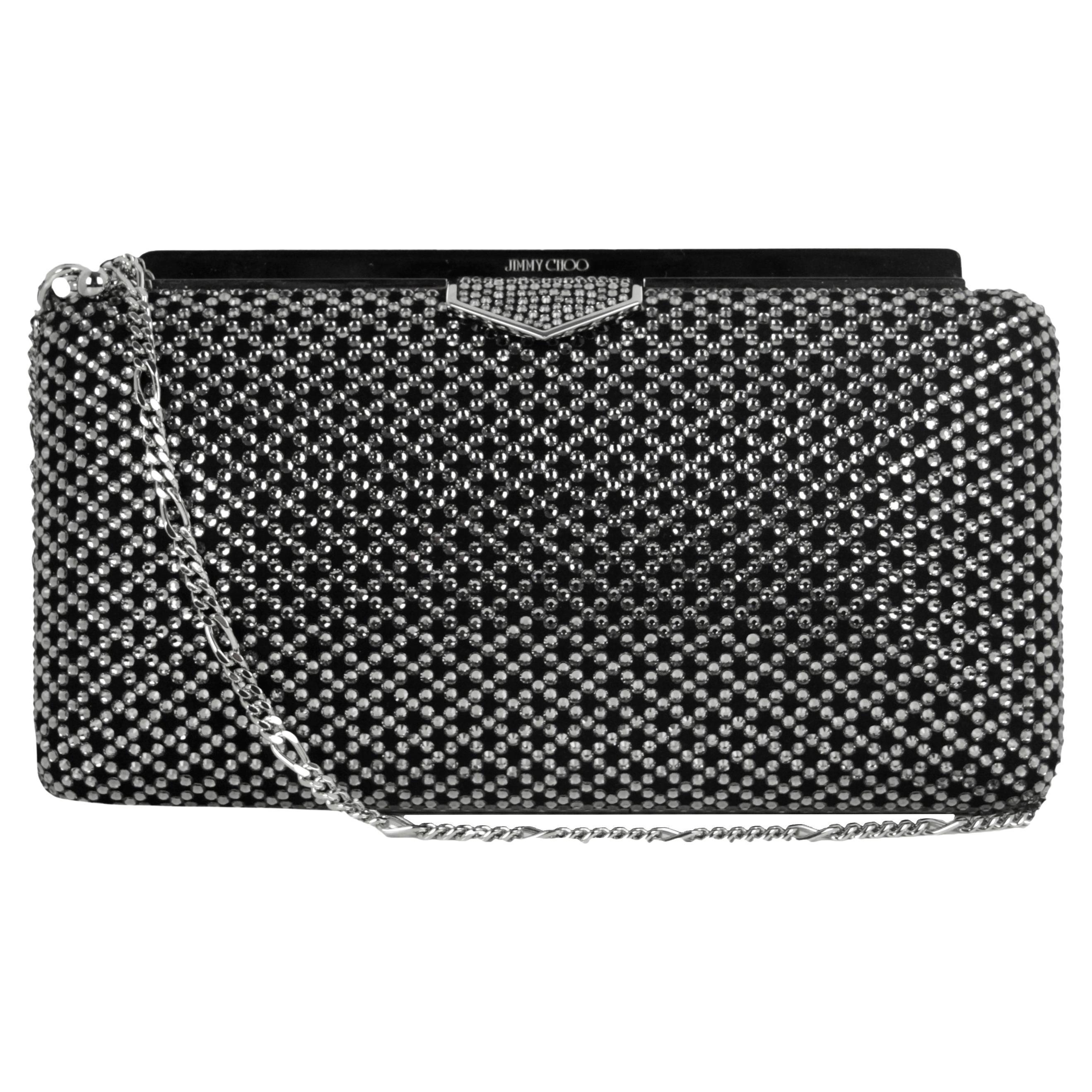Jimmy Choo Back/ Grey Ellipse Crystal-Embellished Clutch /Shoulder Bag