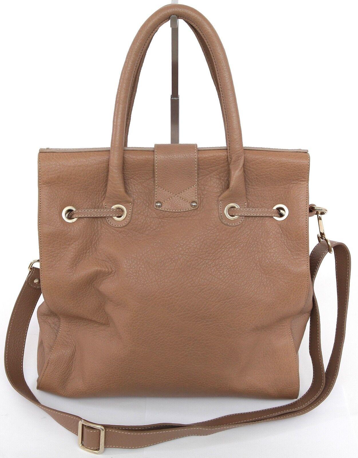 GUARANTEED AUTHENTIC JIMMY CHOO LARGE ROSABEL TAN GRAINED LEATHER BAG

Retail excluding taxes, $1,795



Design: 
  - Absolutely fabulous tan grained leather top satchel/shoulder bag.
   - Two double rolled handles.
  - Shiny gold-tone metal