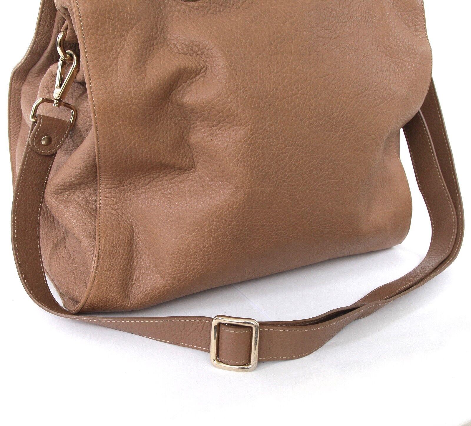 Marron JIMMY CHOO Bag Tan Leather Large ROSABEL Satchel Tote Shoulder Strap Gold HW en vente