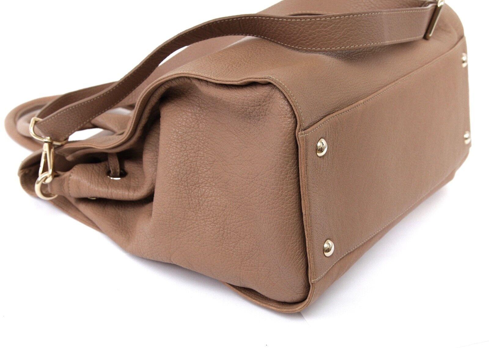 Women's JIMMY CHOO Bag Tan Leather Large ROSABEL Satchel Tote Shoulder Strap Gold HW For Sale