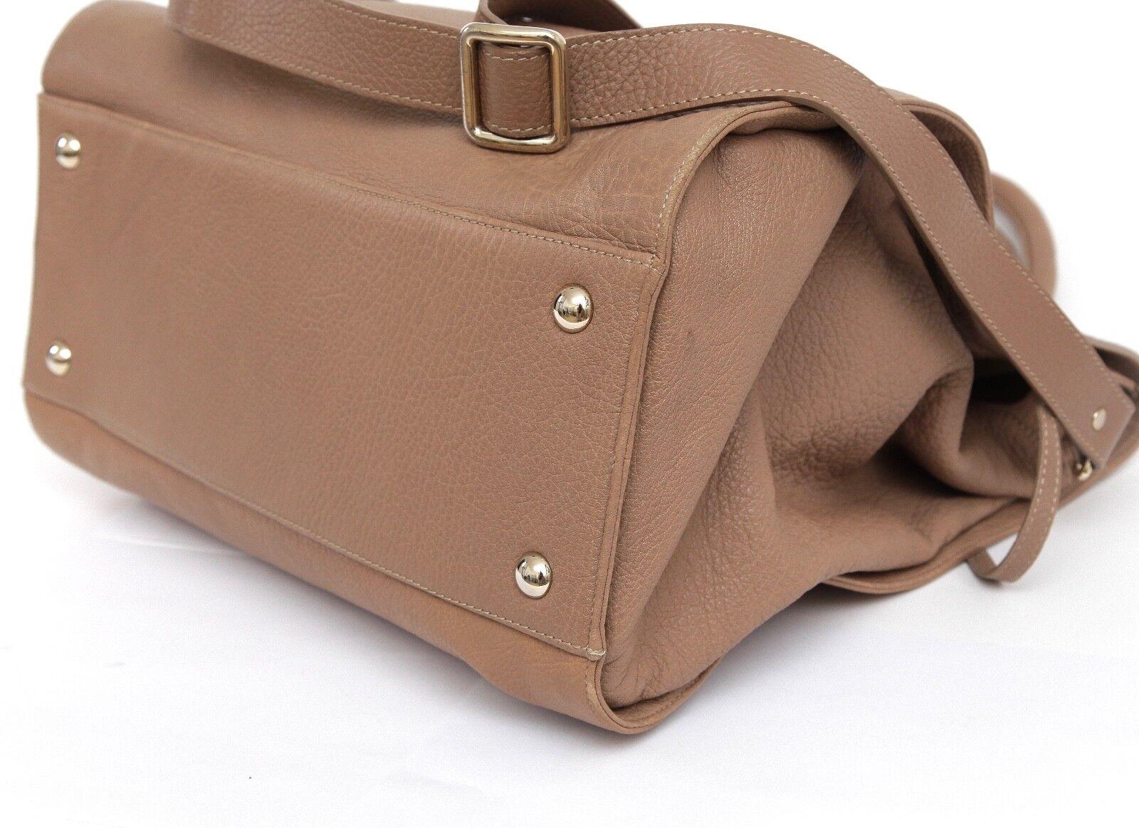 JIMMY CHOO Bag Tan Leather Large ROSABEL Satchel Tote Shoulder Strap Gold HW For Sale 1