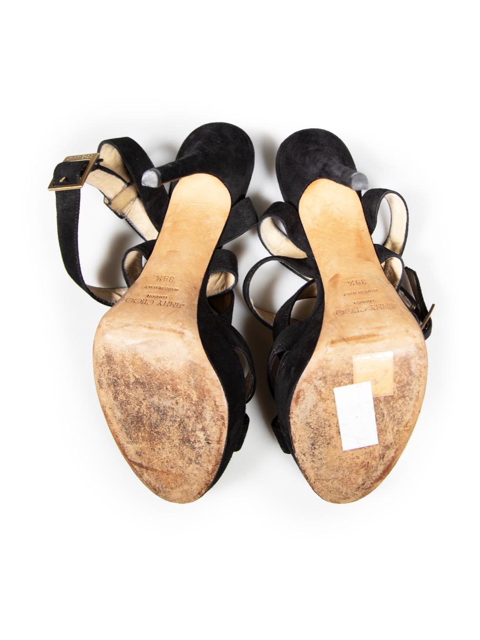 Jimmy Choo Balck Suede Strappy Sandals Size IT 39.5 In Good Condition For Sale In London, GB