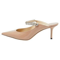 Jimmy Choo Ballet Pink Patent Leather Bing Mules Size 41.5