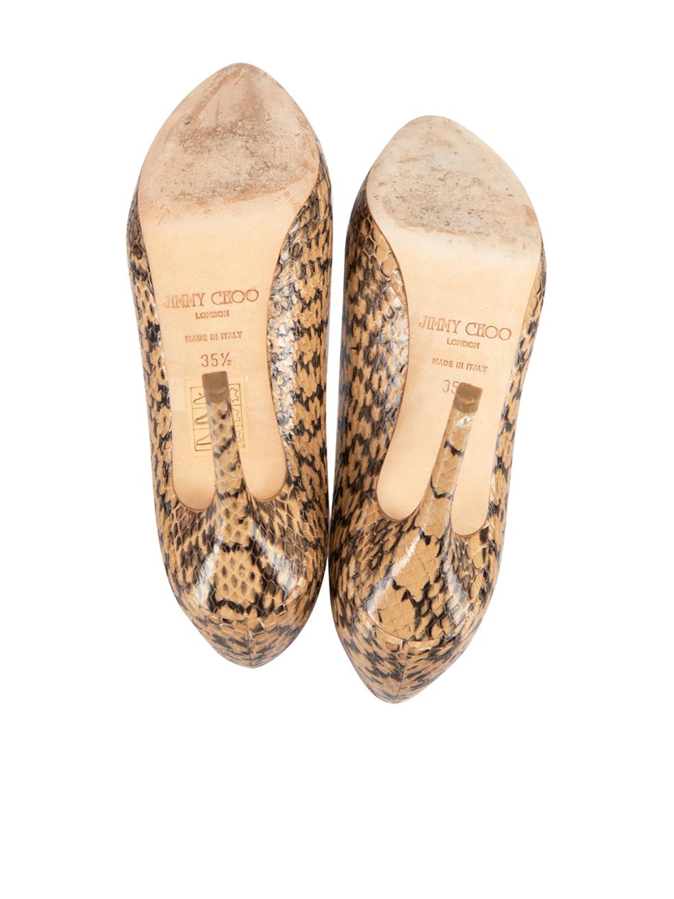Jimmy Choo Beige & Black Snakeskin Pumps Size IT 35.5 In Good Condition For Sale In London, GB