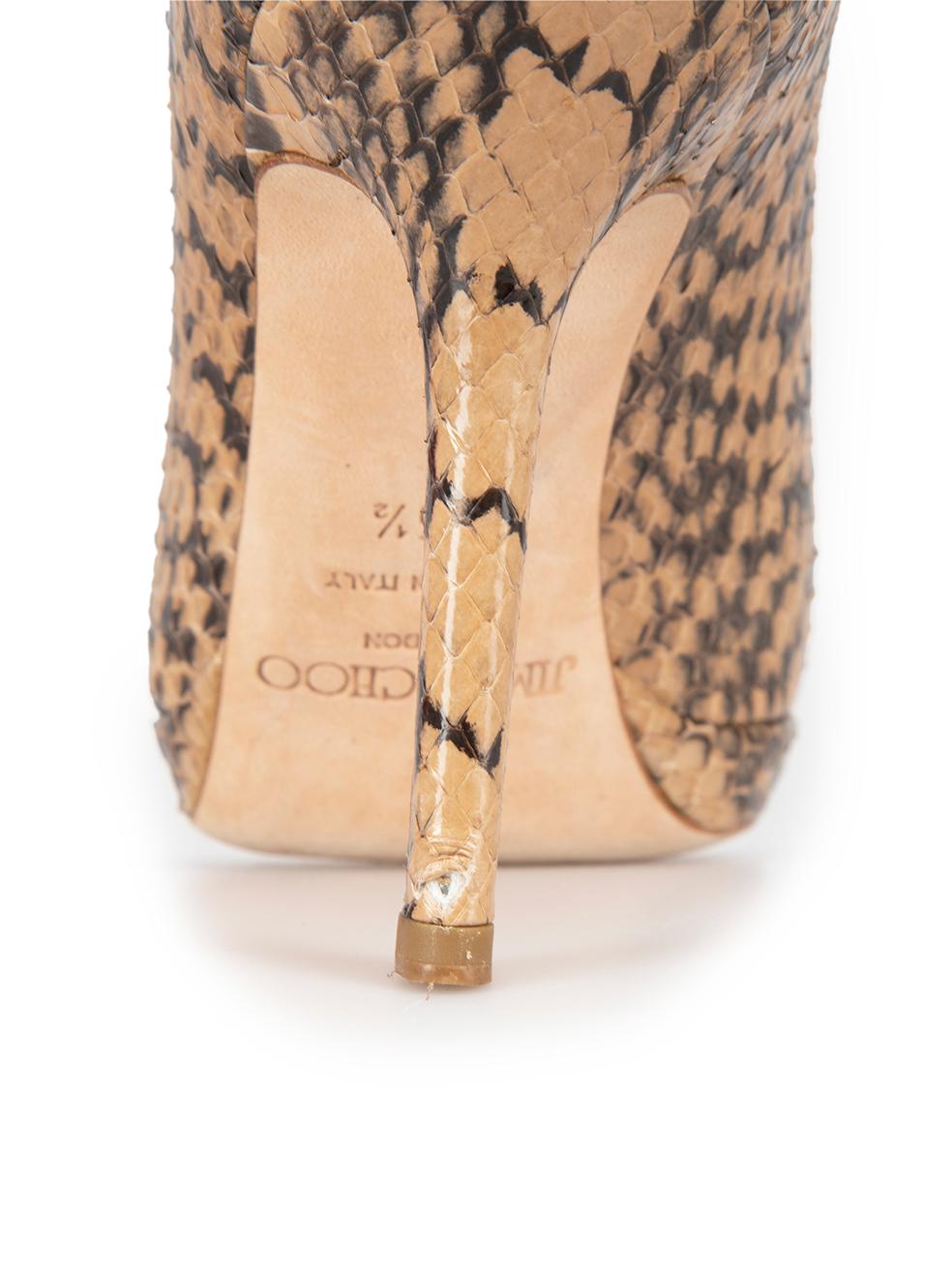 Jimmy Choo Beige & Black Snakeskin Pumps Size IT 35.5 For Sale 1