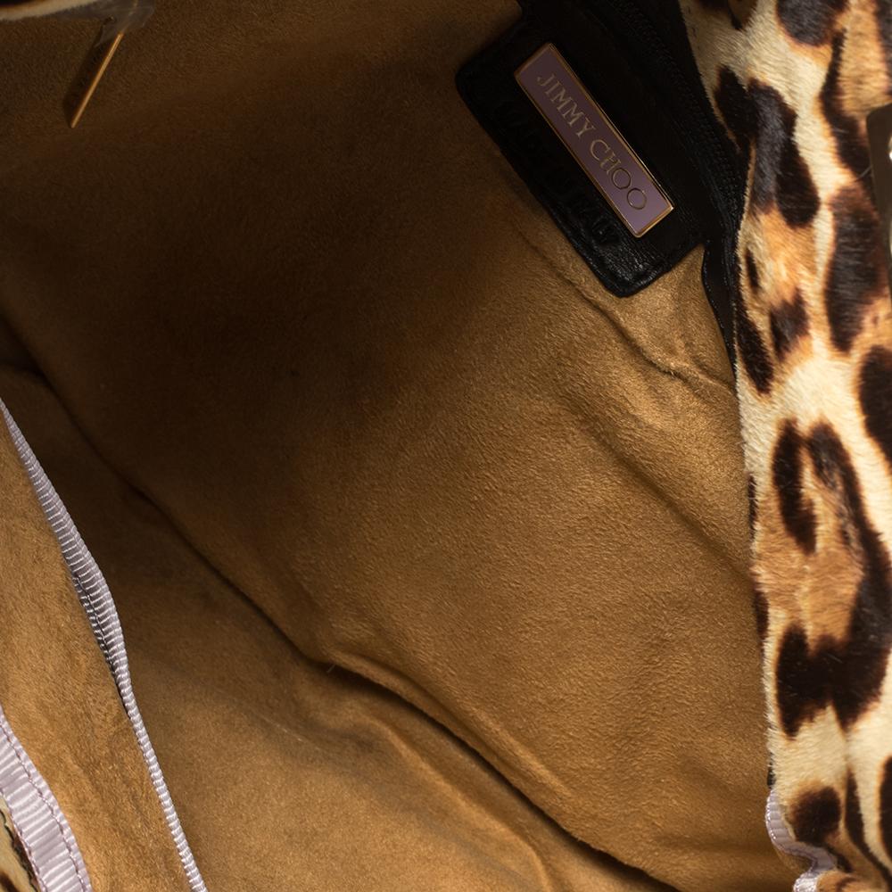 Jimmy Choo Chandra Clutch aus Kalbshaar mit Leopardenmuster in Beige/Braun 2