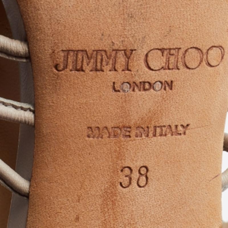 Jimmy Choo Bombas de punta abierta de piel de pitón beige/marrón Talla 38 en venta 2