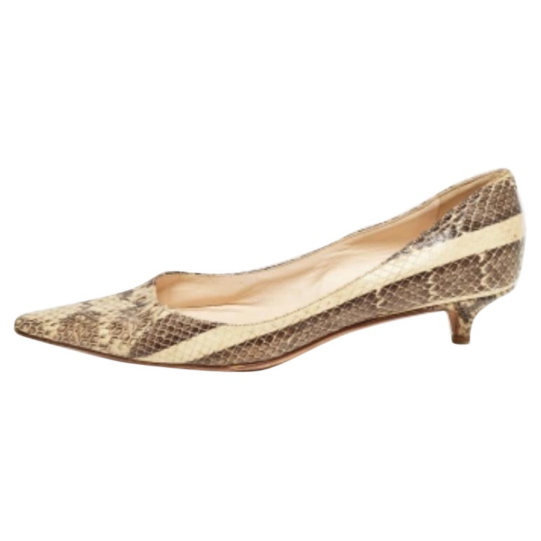 Jimmy Choo Bombas Anouk de piel de serpiente beige/marrón en relieve Talla 35.5