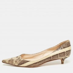 Jimmy Choo Bombas Anouk de piel de serpiente beige/marrón en relieve Talla 35.5