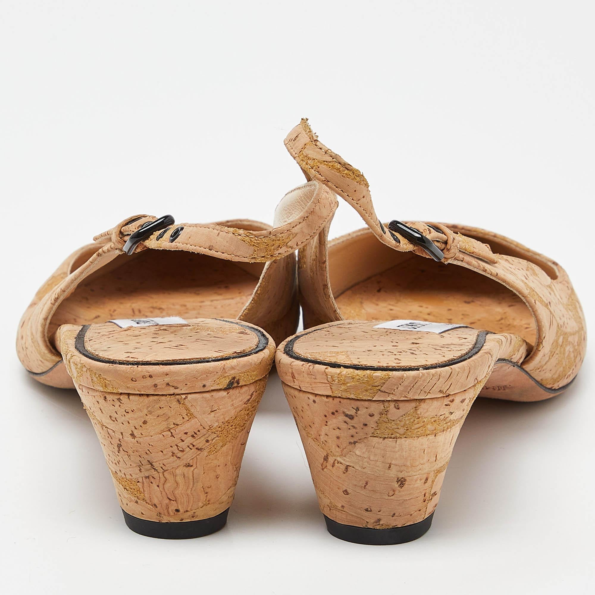 Jimmy Choo Beige Cork Slingback Pumps Size 37.5 1