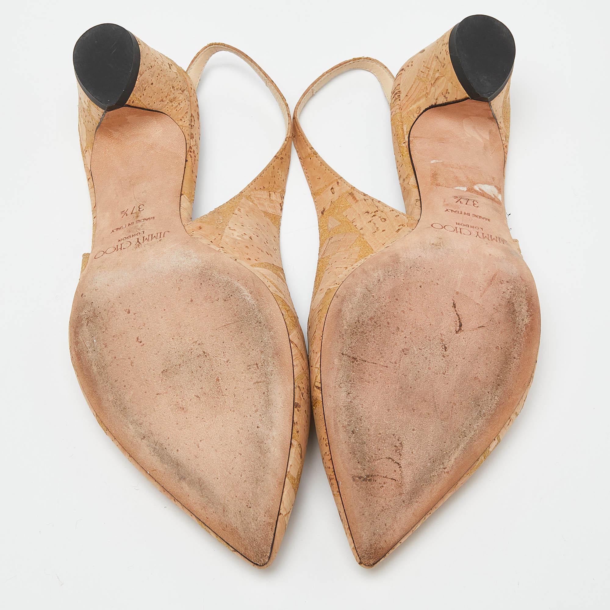 Jimmy Choo Beige Cork Slingback Pumps Size 37.5 2
