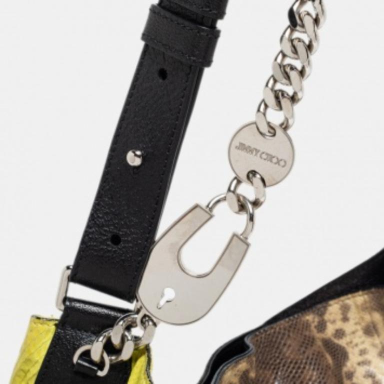 Bolso Jimmy Choo Beige/Verde Karung y Watersnake Anna en venta 5