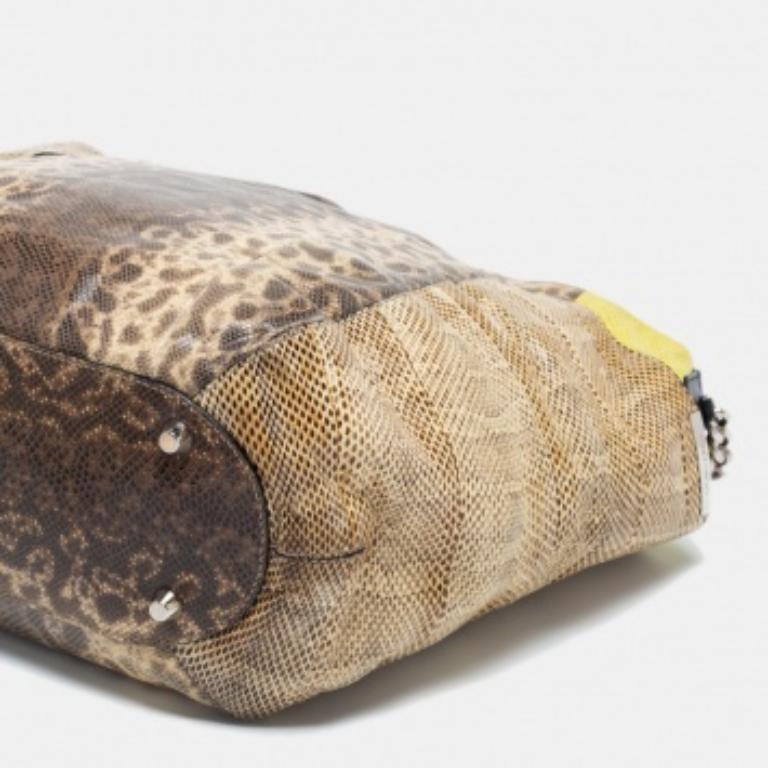 Bolso Jimmy Choo Beige/Verde Karung y Watersnake Anna en venta 2