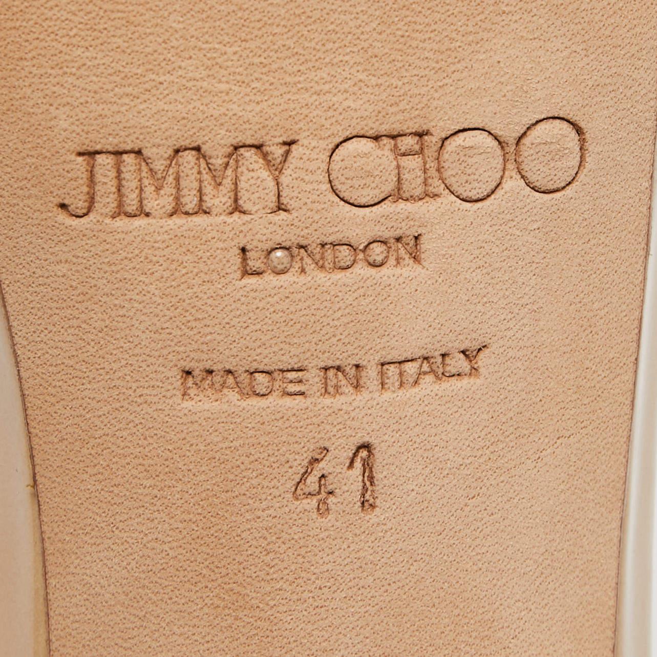 Jimmy Choo Beige Lace and Patent Leather Kayden Ankle Strap Platform Sandals Siz For Sale 1