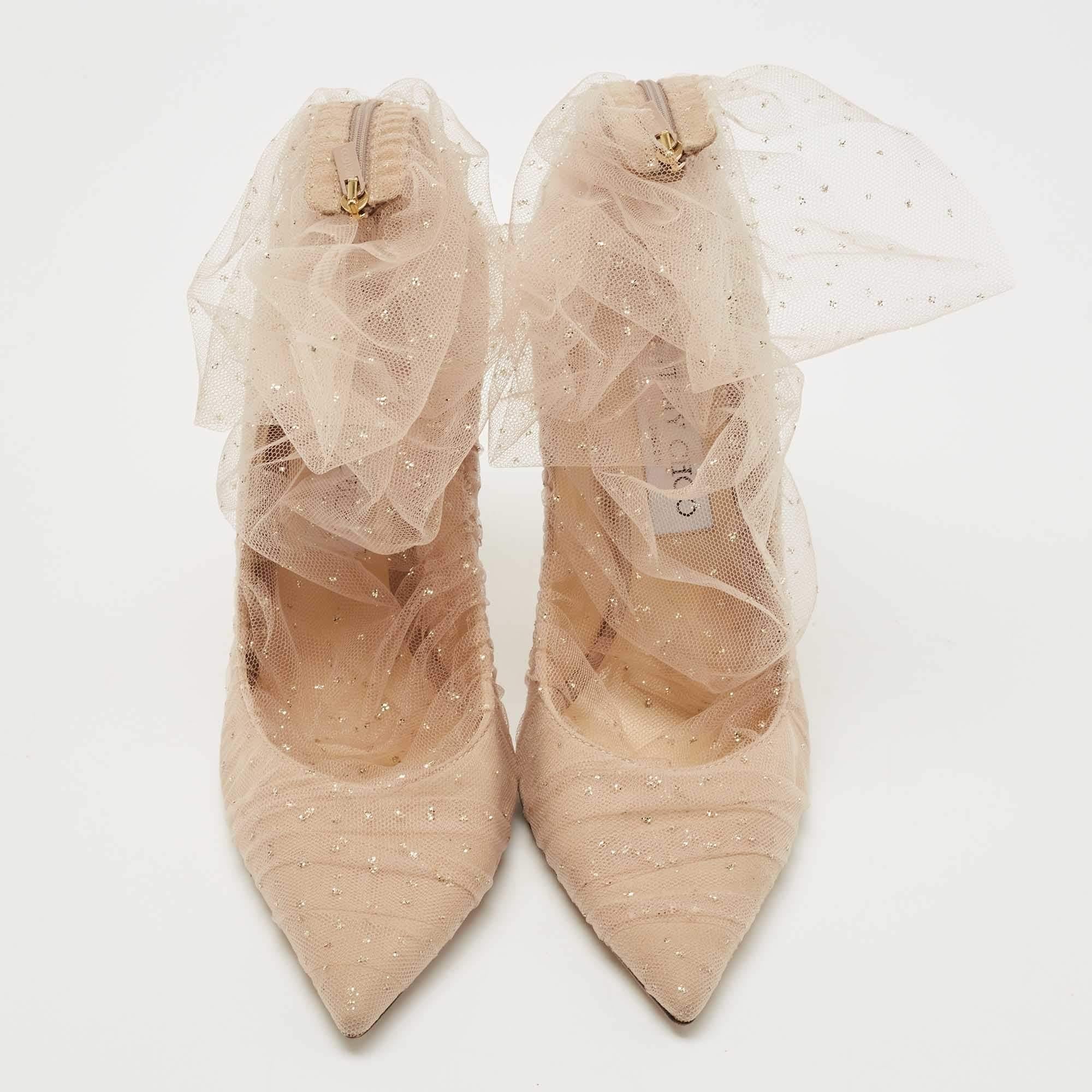 Jimmy Choo Bombas Lavish de ante y encaje beige Talla 39 Beige