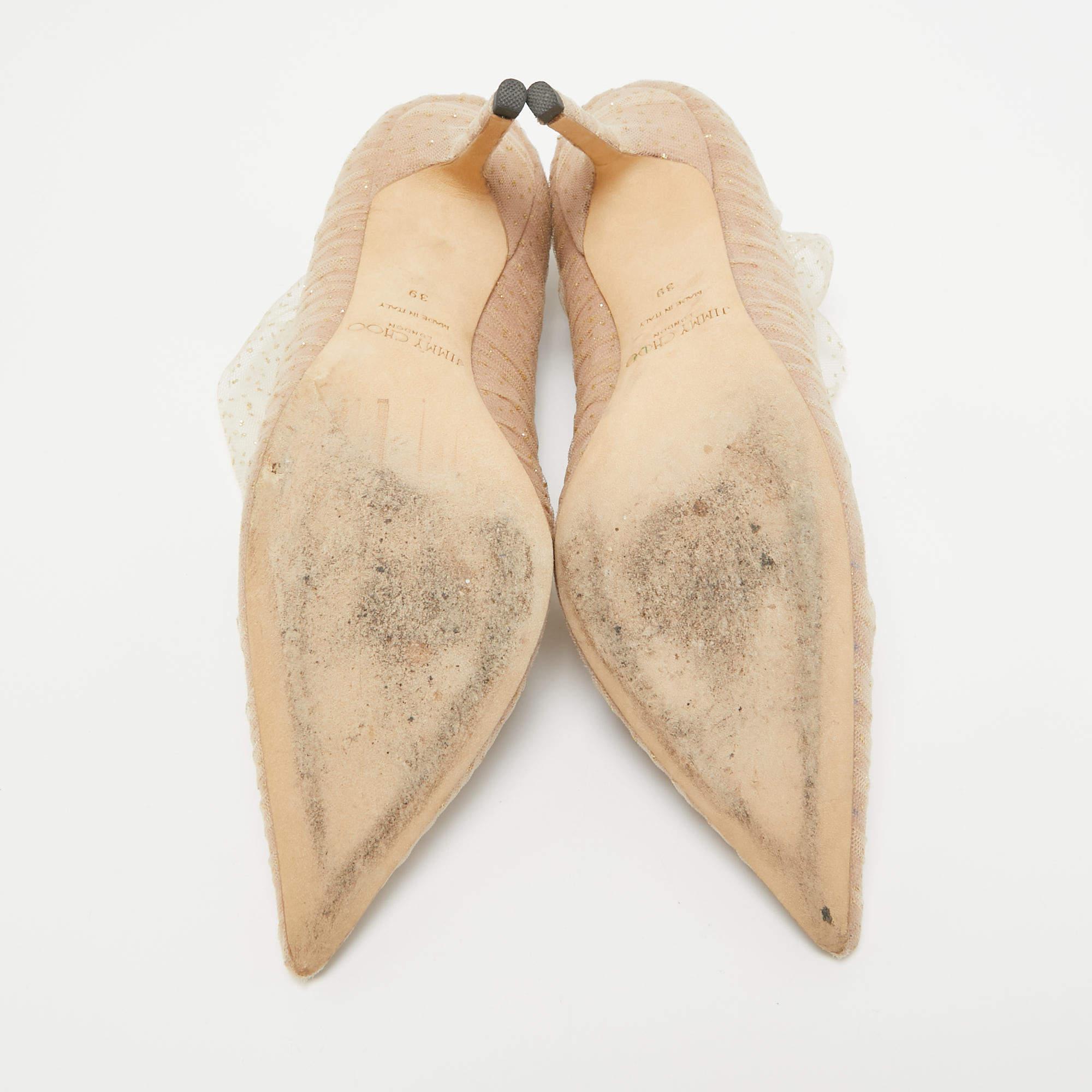 Jimmy Choo Bombas Lavish de ante y encaje beige Talla 39 1