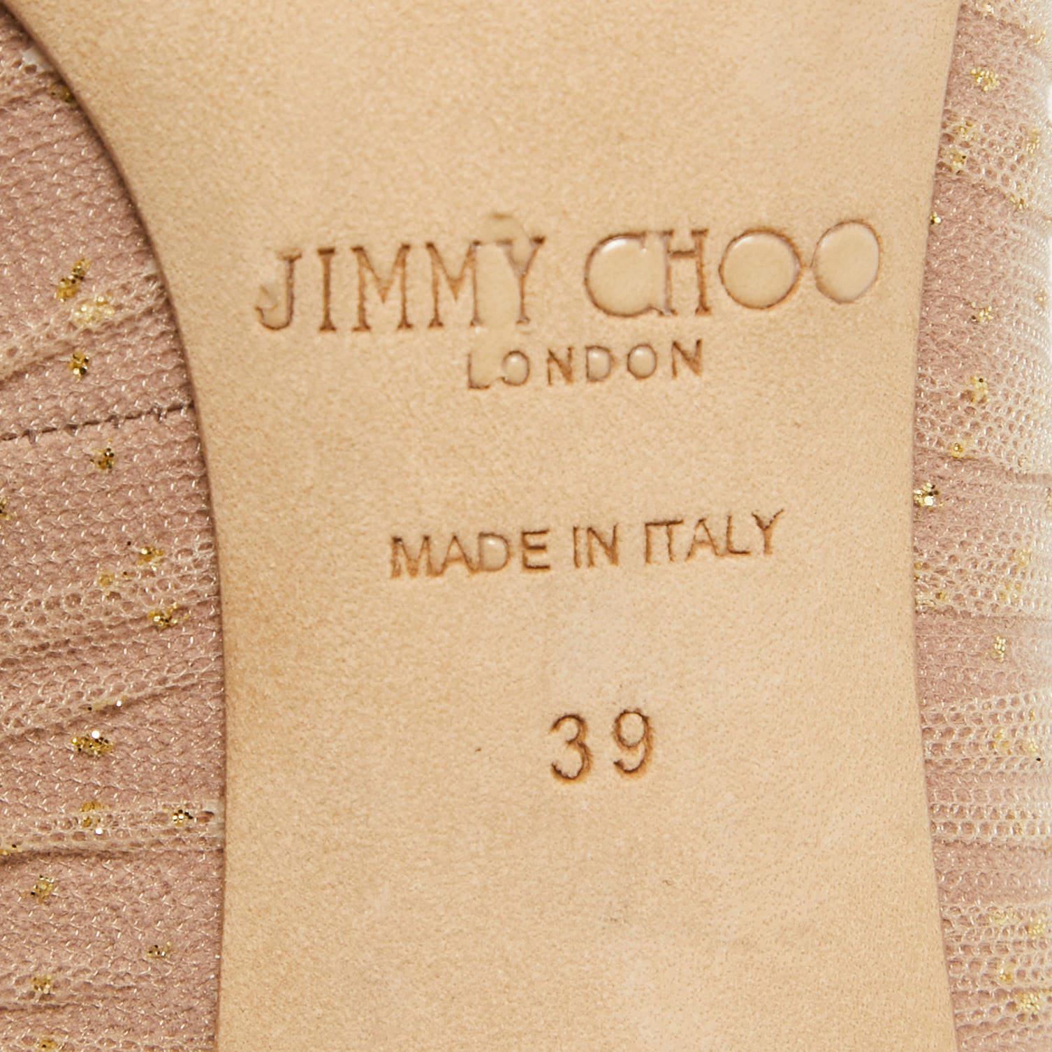 Jimmy Choo Bombas Lavish de ante y encaje beige Talla 39 2