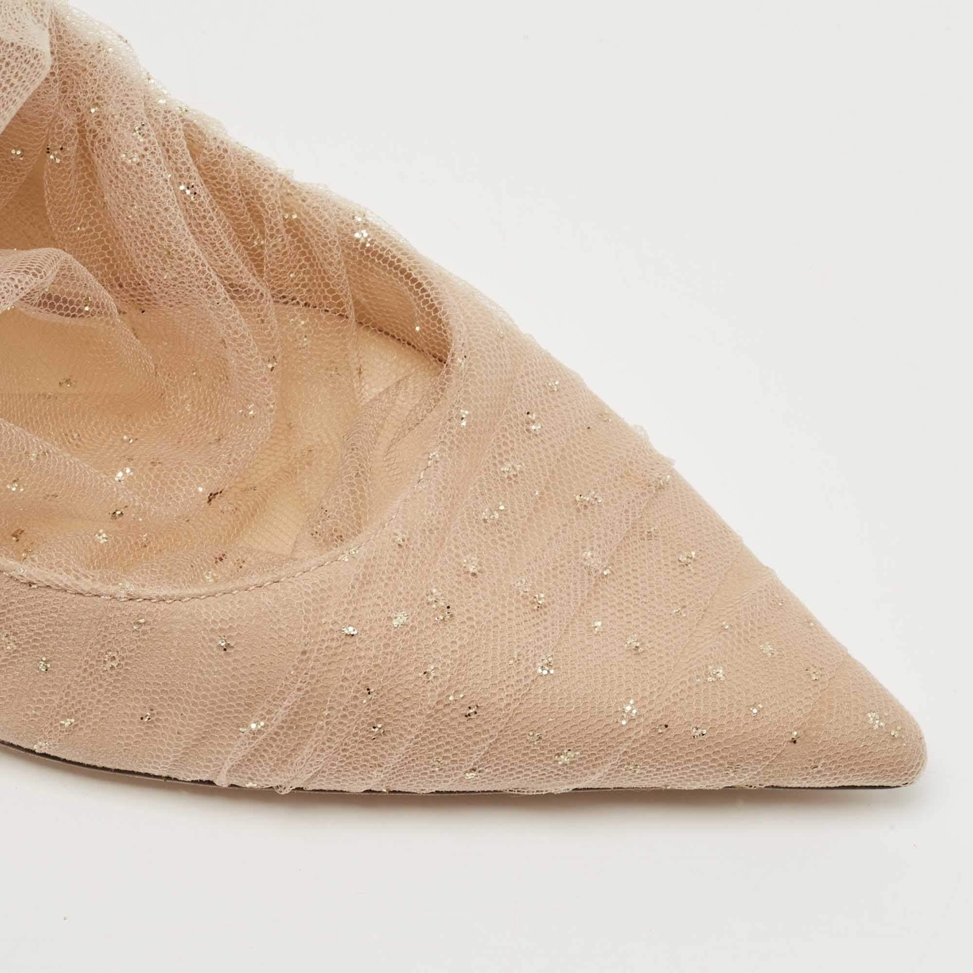 Jimmy Choo Bombas Lavish de ante y encaje beige Talla 39 3