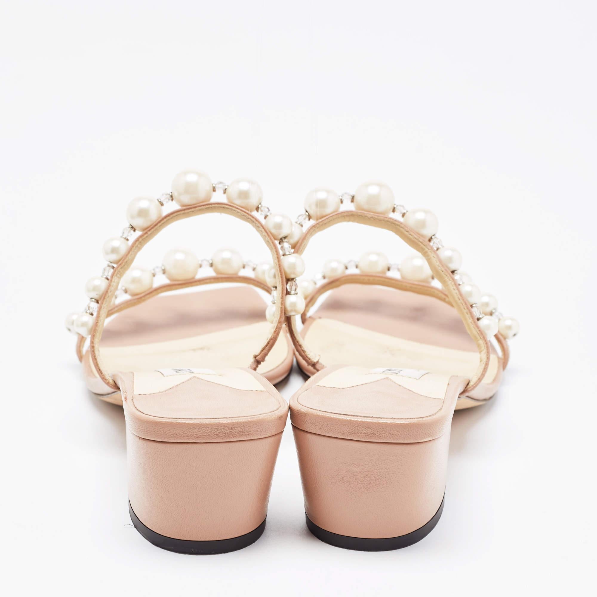 Jimmy Choo Beige Leather Amara Slide Sandals Size 34 2