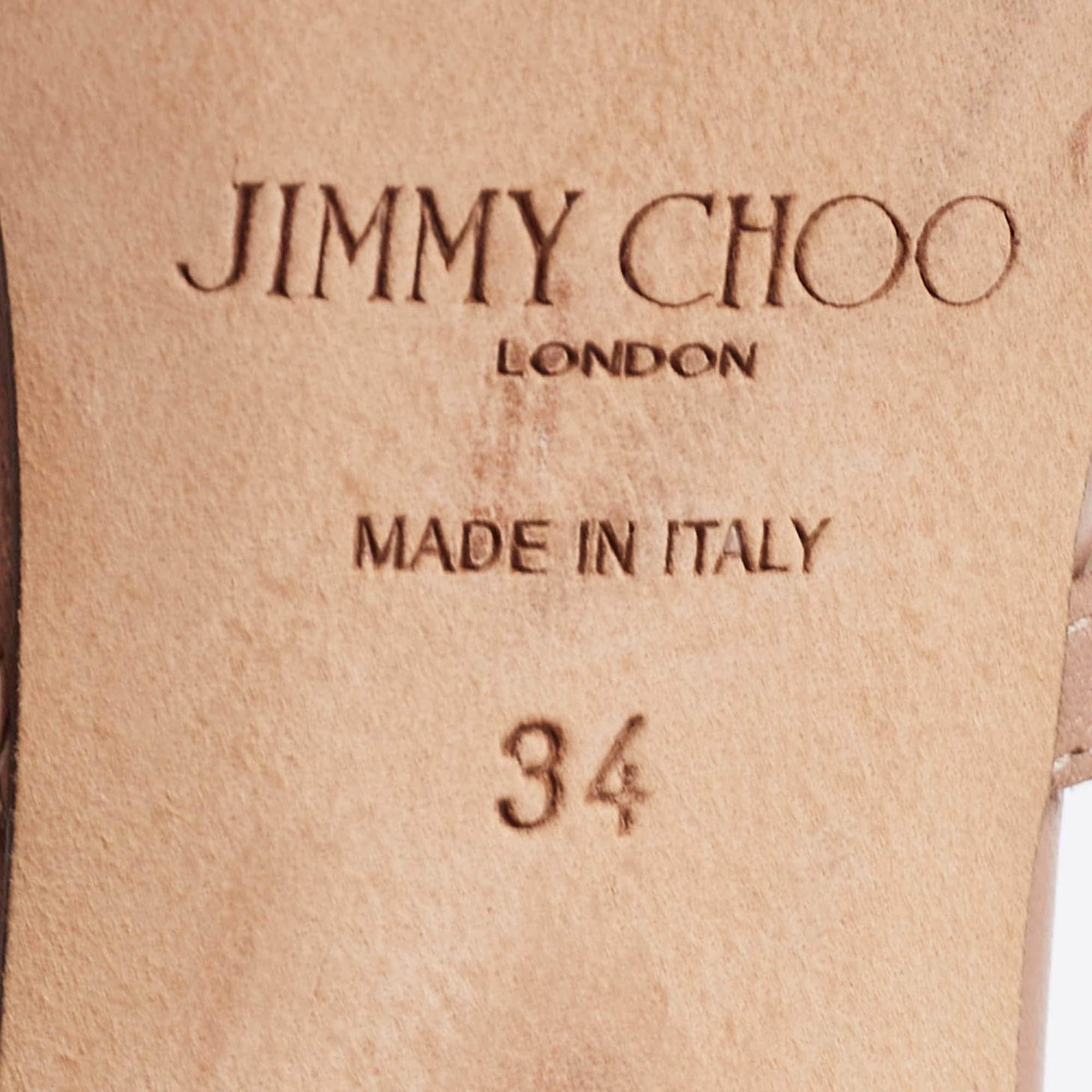 Jimmy Choo Beige Leather Amara Slide Sandals Size 34 4
