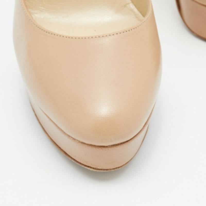 Jimmy Choo Beige Cosmic Plateau Pumps aus Leder Größe 37 im Angebot 1