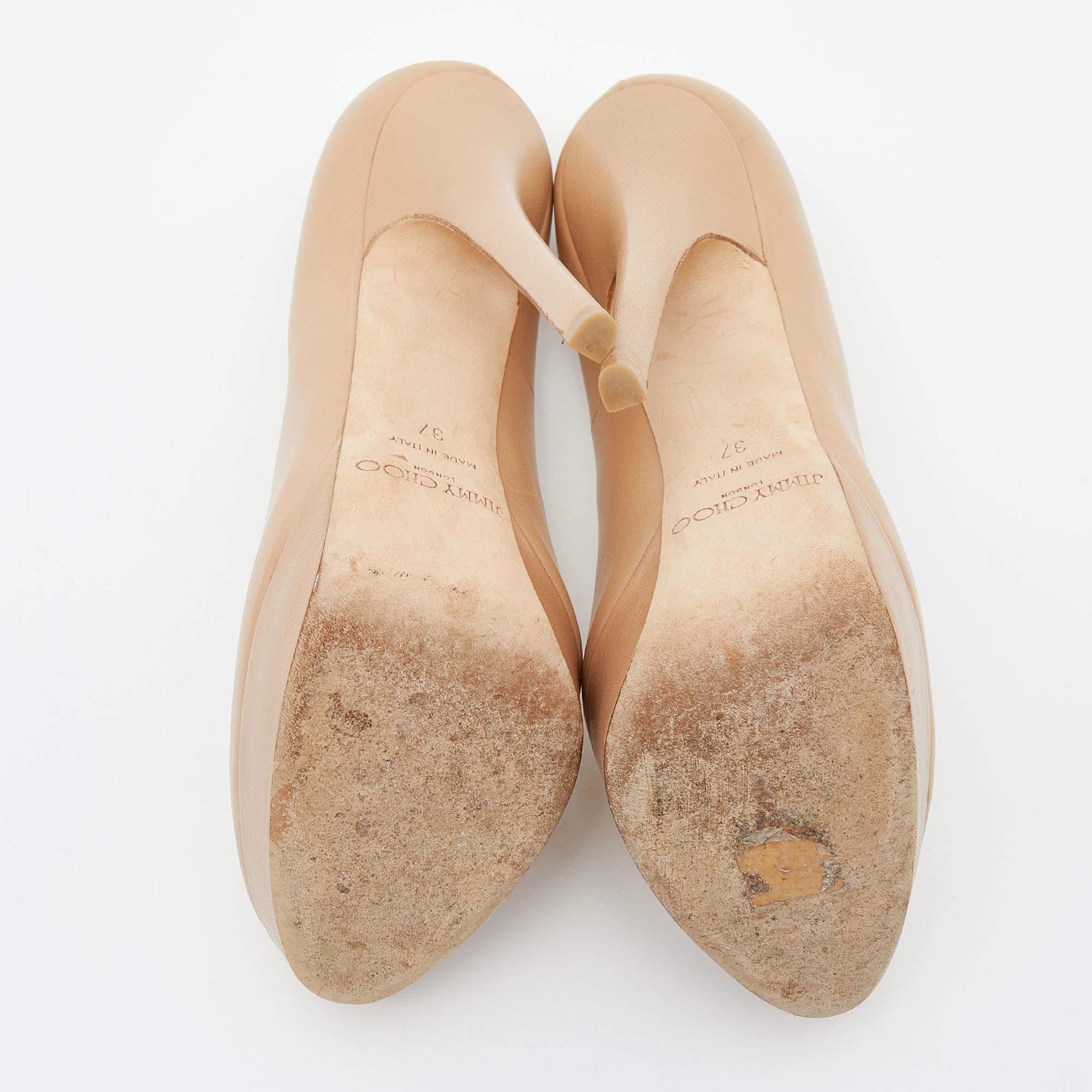 Jimmy Choo Beige Leather Cosmic Platform Pumps Size 37 2