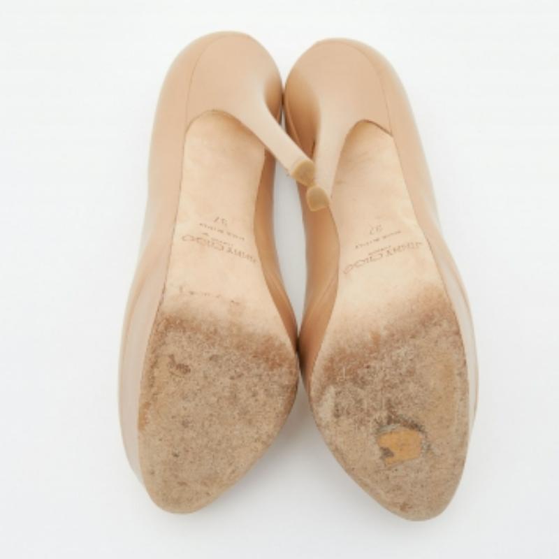 Jimmy Choo Beige Cosmic Plateau Pumps aus Leder Größe 37 im Angebot 3