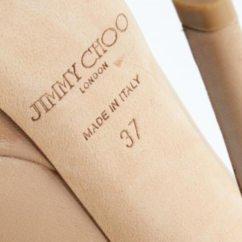 Jimmy Choo Beige Cosmic Plateau Pumps aus Leder Größe 37 im Angebot 4
