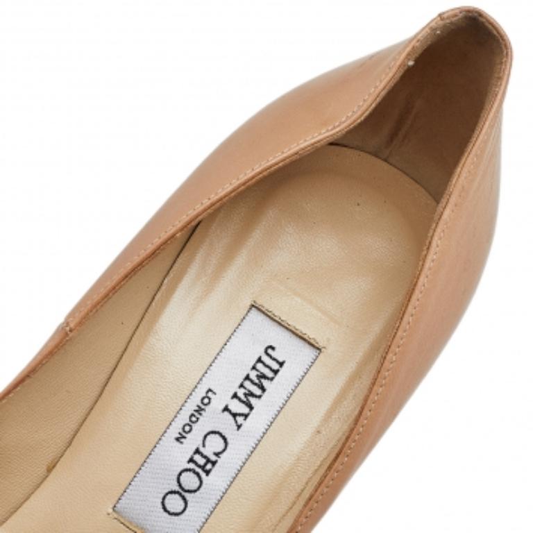 Beige Jimmy Choo escarpins à plateforme Cosmic en cuir beige, taille 39 en vente