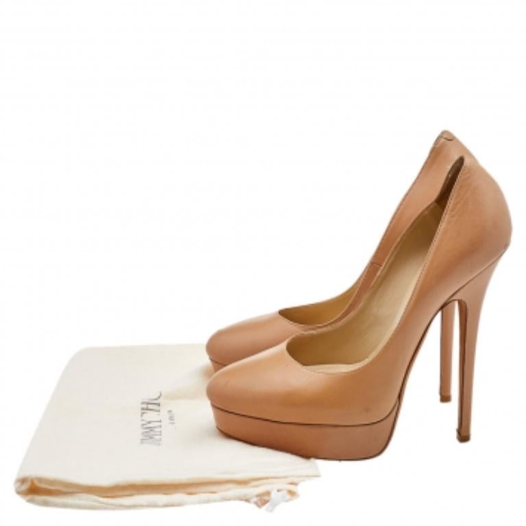 Jimmy Choo escarpins à plateforme Cosmic en cuir beige, taille 39 en vente 2