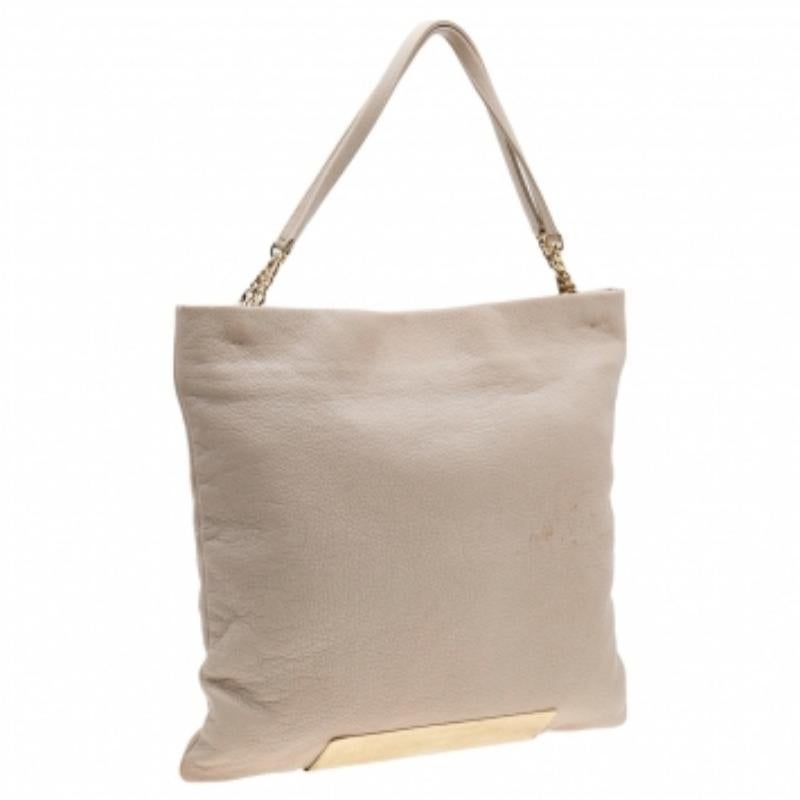 Jimmy Choo Beige Leather Large Charlie Tote For Sale 6