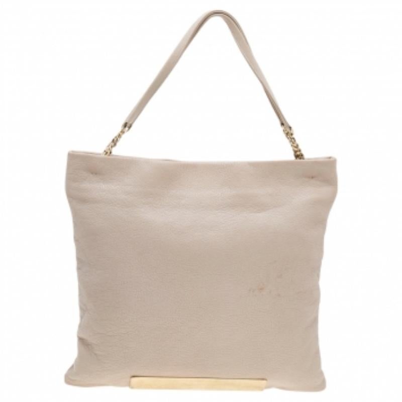 Jimmy Choo Beige Leather Large Charlie Tote For Sale 4
