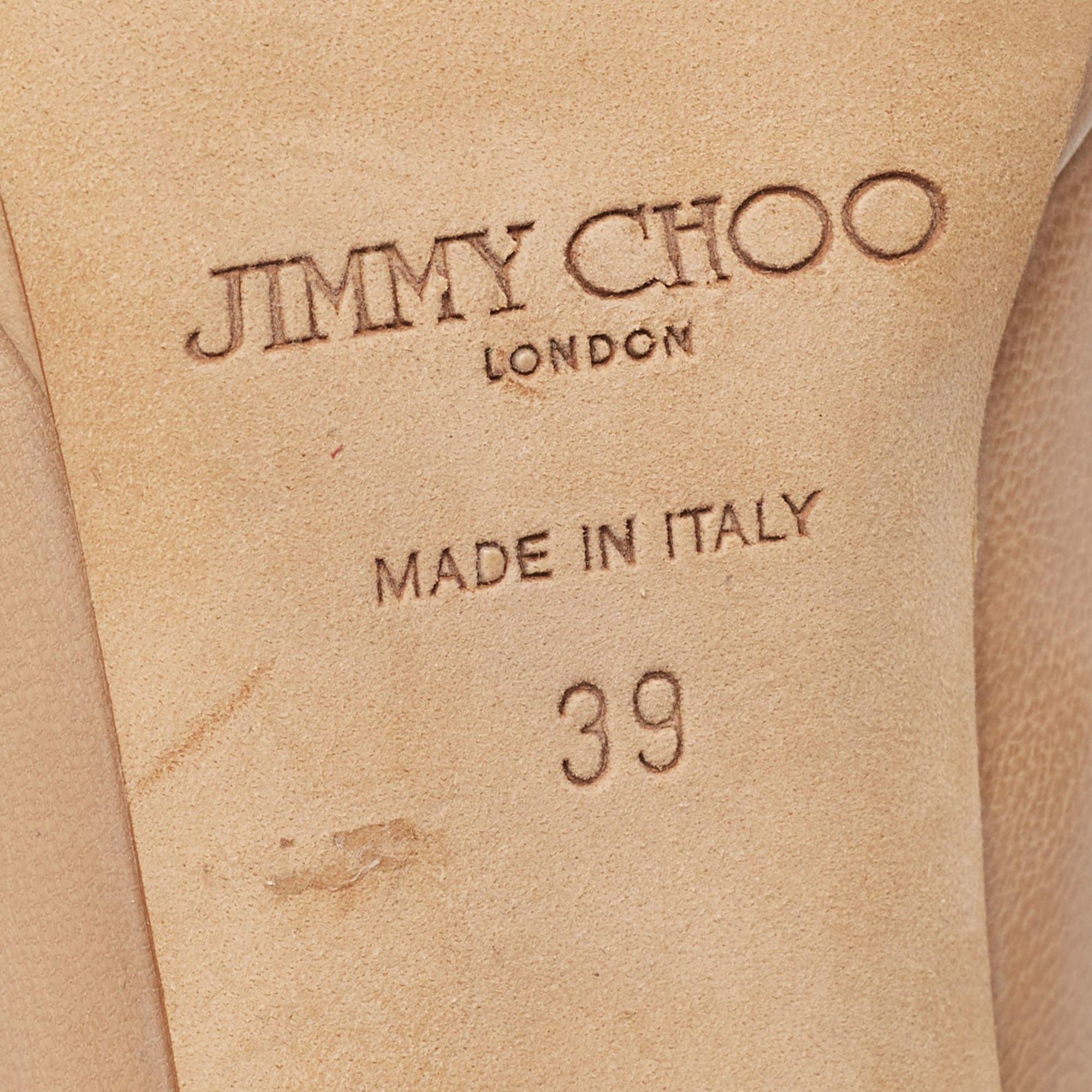 Jimmy Choo Beige Leather Luna Peep Toe Pumps Size 39 In Good Condition For Sale In Dubai, Al Qouz 2