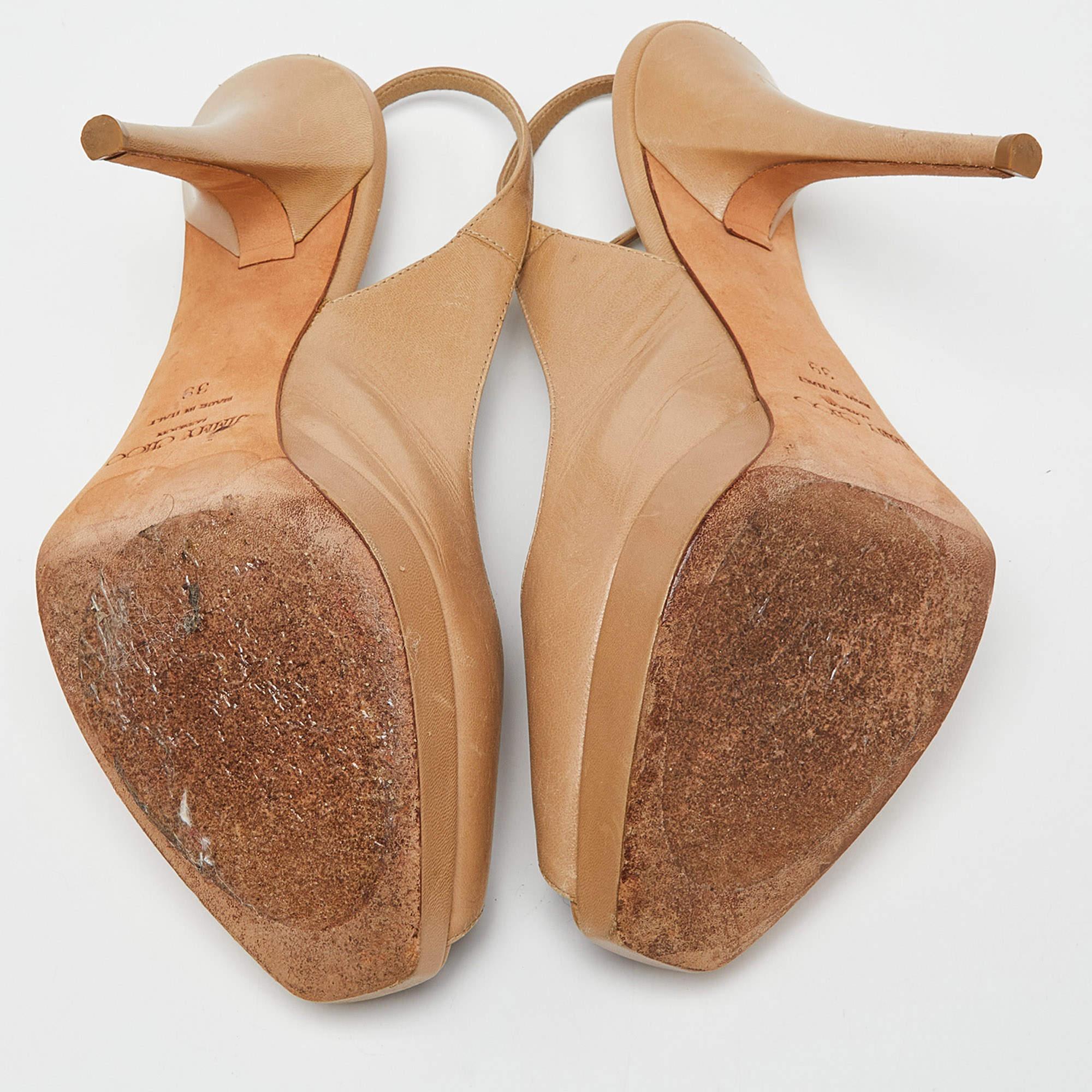 Jimmy Choo Beige Leather Platform Pumps Size 39 For Sale 2