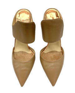 Jimmy Choo Beige Leather Pointed Toe Heeled Mules, US 39.5