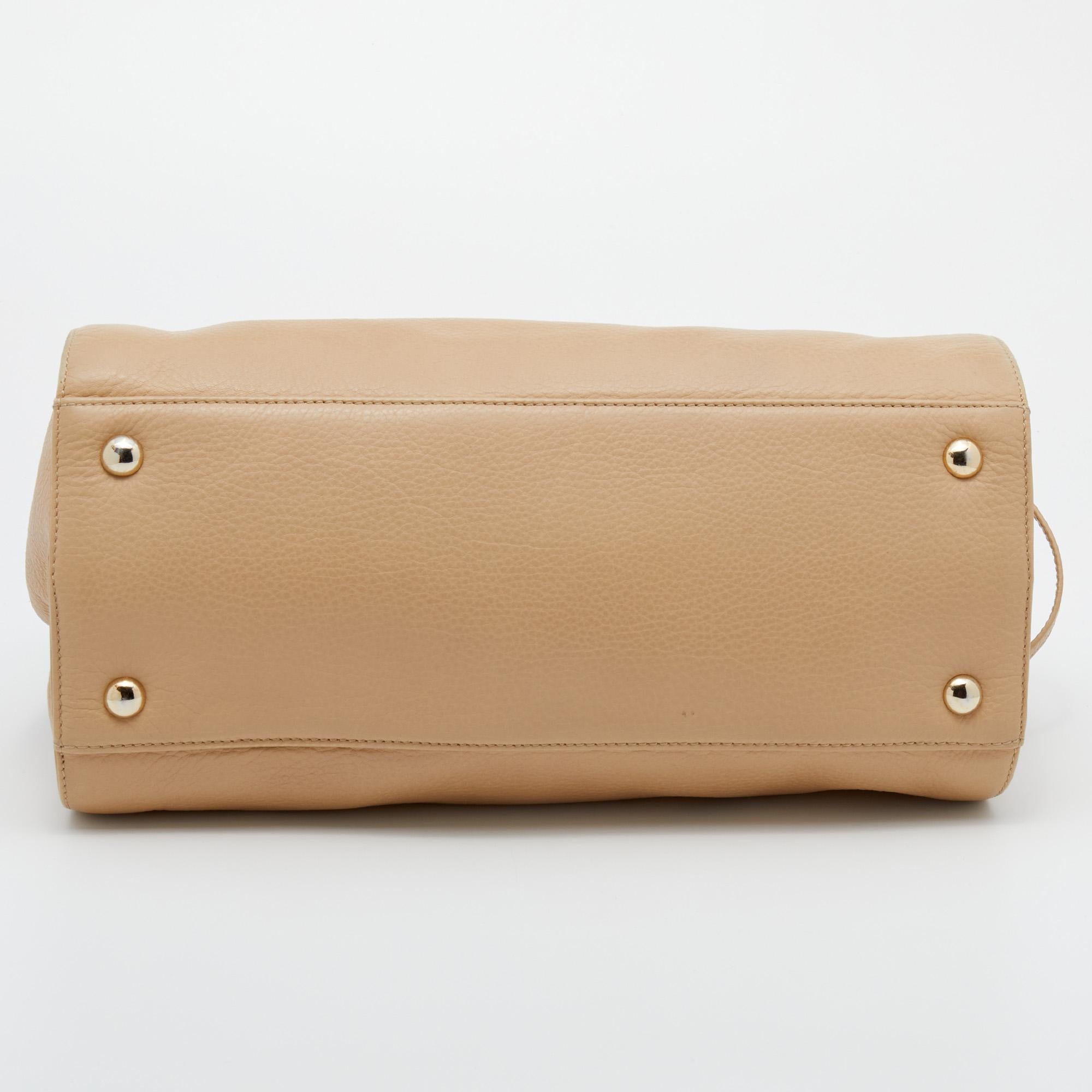 beige leather satchel