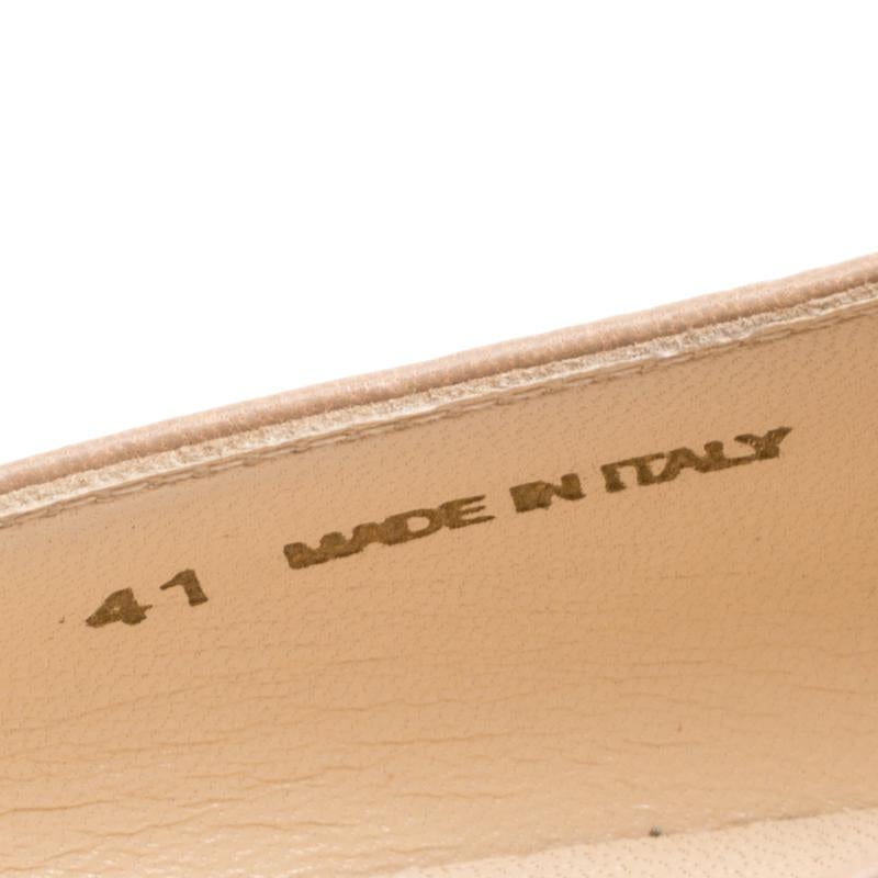 Jimmy Choo Beige Leather Windsor Star Embellished Pointed Toe Flats Size 41 4
