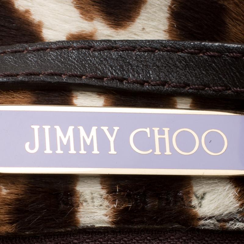 Jimmy Choo Beige Leopard Print Calfhair Drawstring Crossbody Bag 1