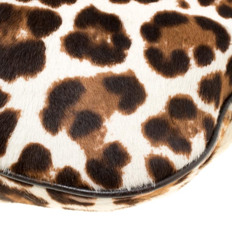 Jimmy Choo Beige Leopard Print Calfhair Drawstring Crossbody Bag 3