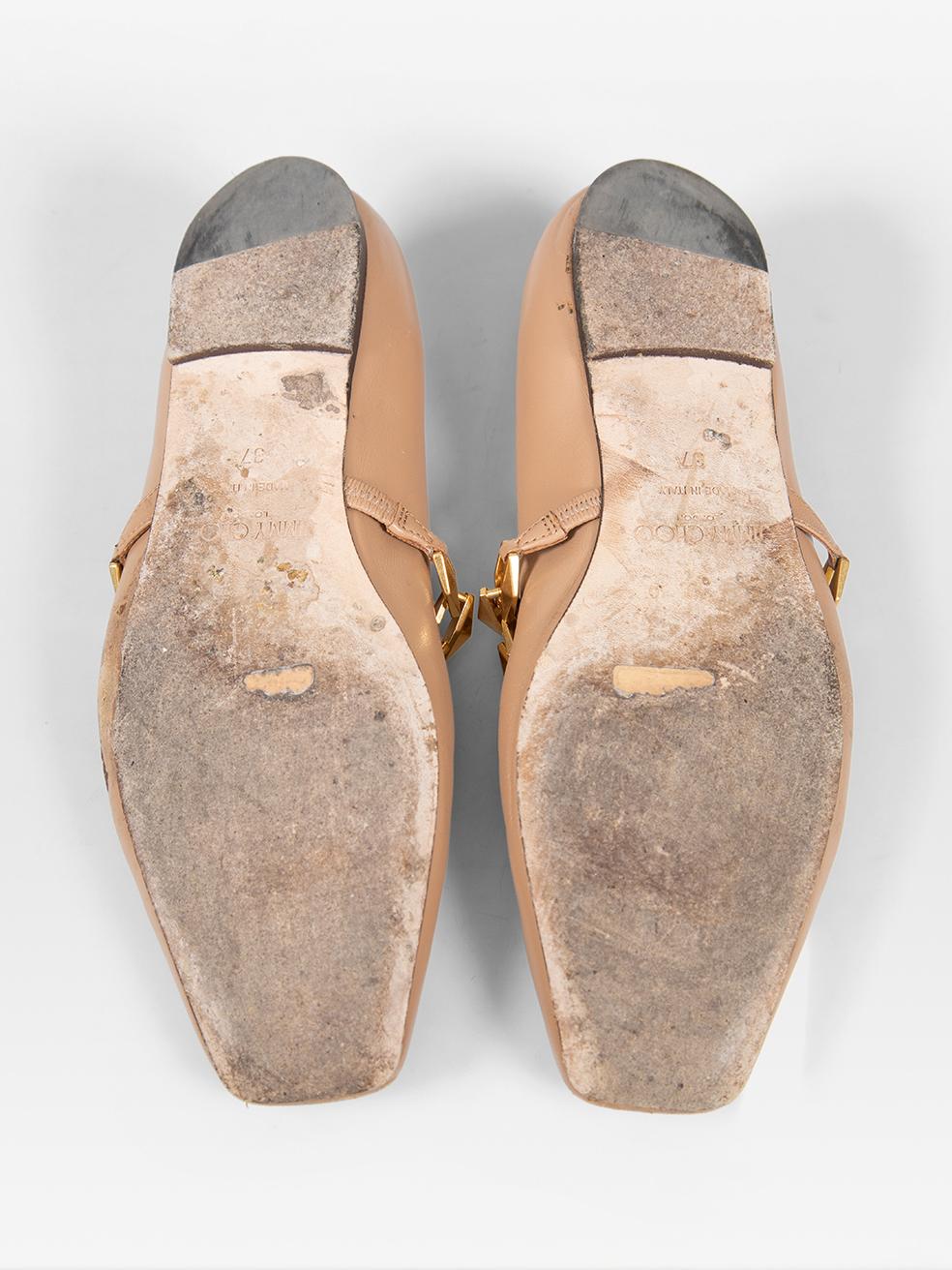 Women's Jimmy Choo Beige Nappa Leather Diamond Tilda Flats Size IT 37 For Sale