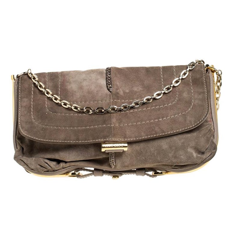 Jimmy Choo Beige Nubuck and Leather Flap Shoulder Bag For Sale at 1stDibs