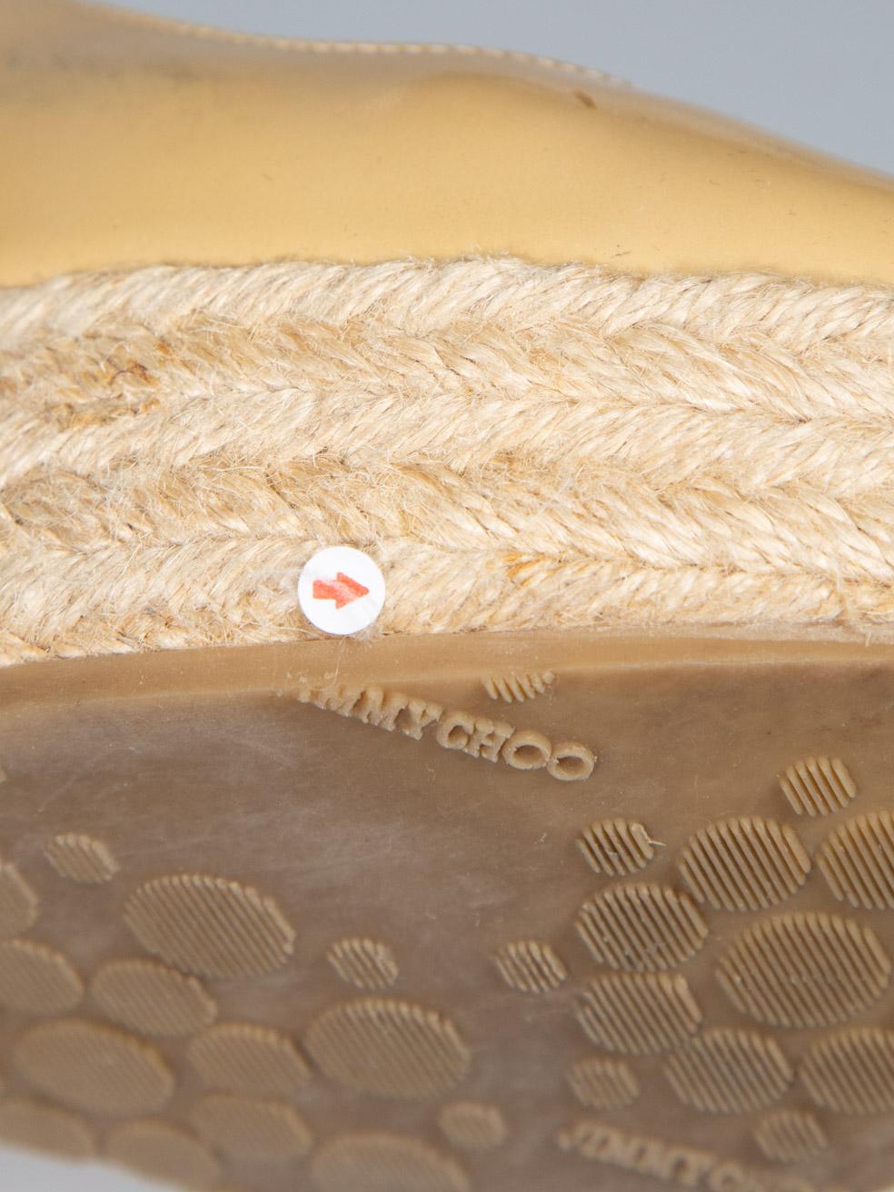Jimmy Choo Beige Patent Espadrille Wedges Size IT 37.5 3