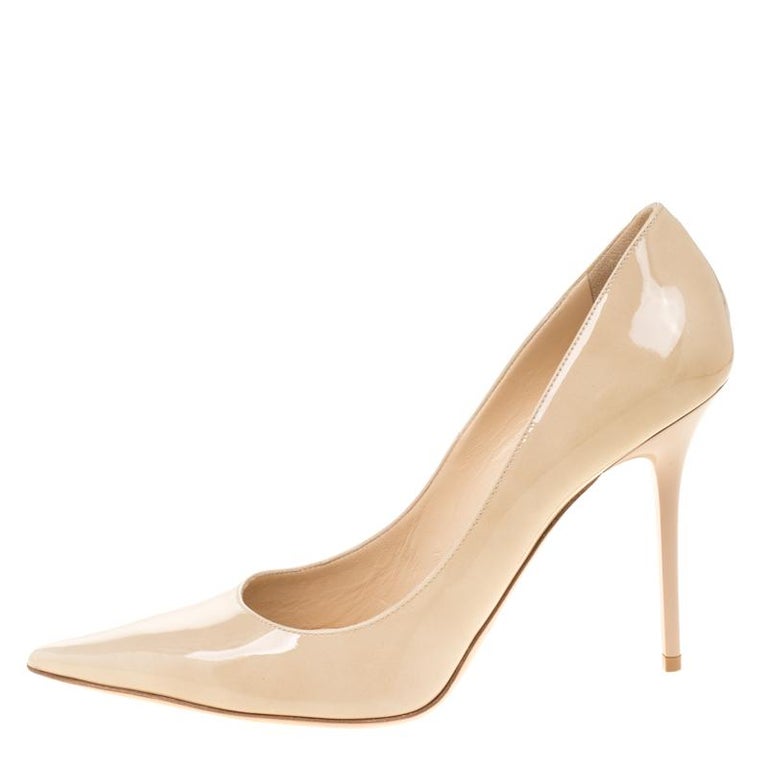 Jimmy Choo Beige Patent Leather Abel Pointed Toe Pumps Size 40.5 For ...