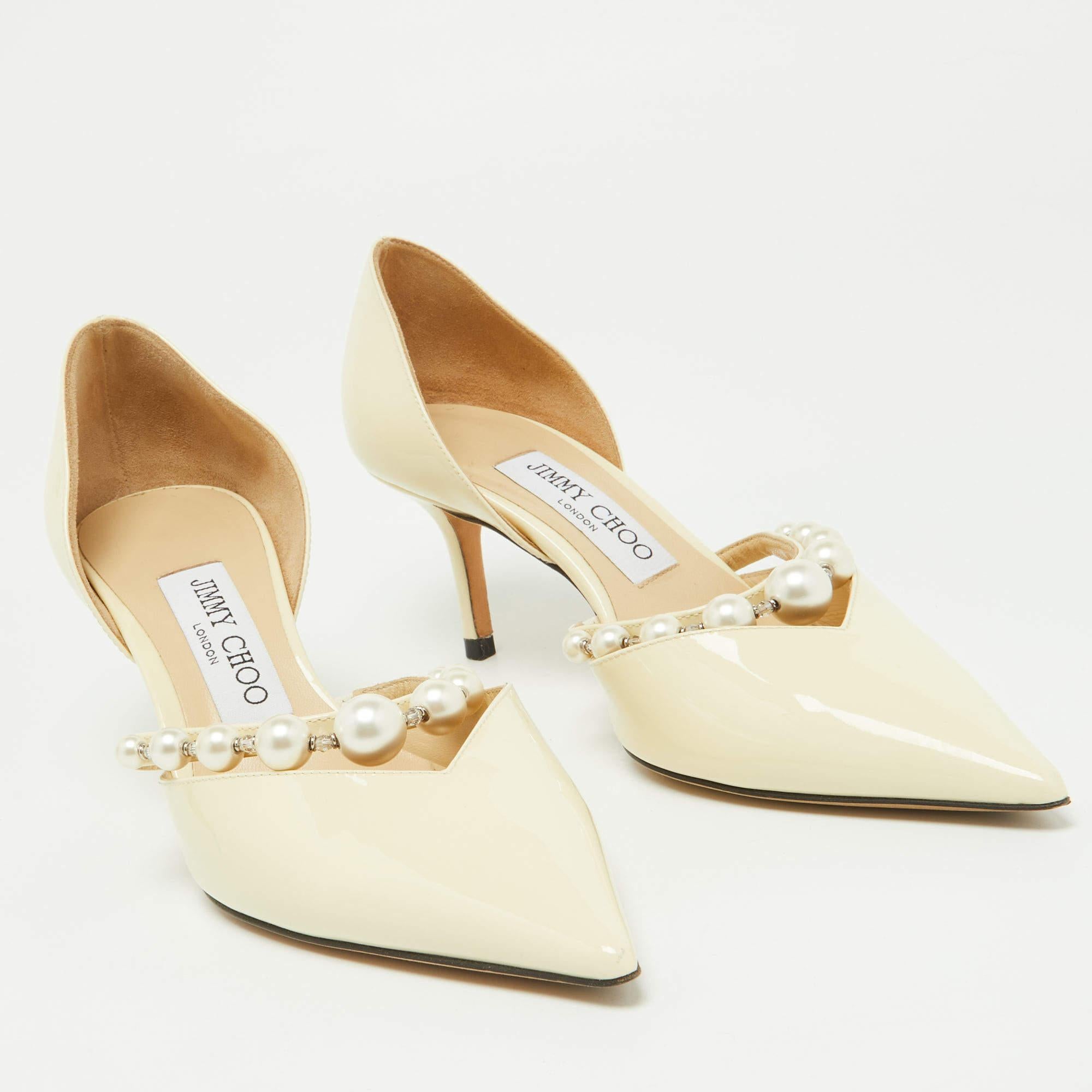 Jimmy Choo Beige Patent Leather Aurelie 85 Pumps Size 36.5 1