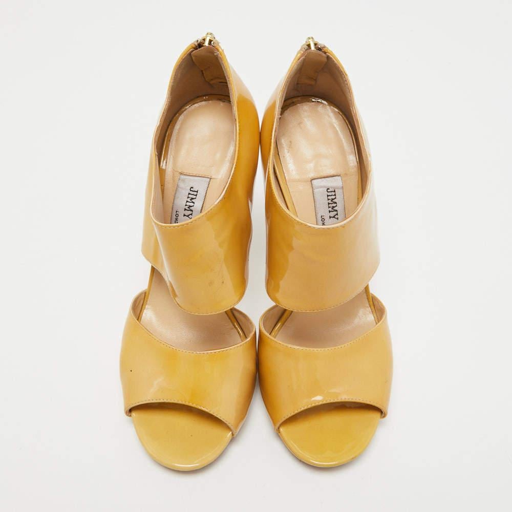 Orange Jimmy Choo Beige Patent Leather ‘Private’ Sandals Size 37 For Sale