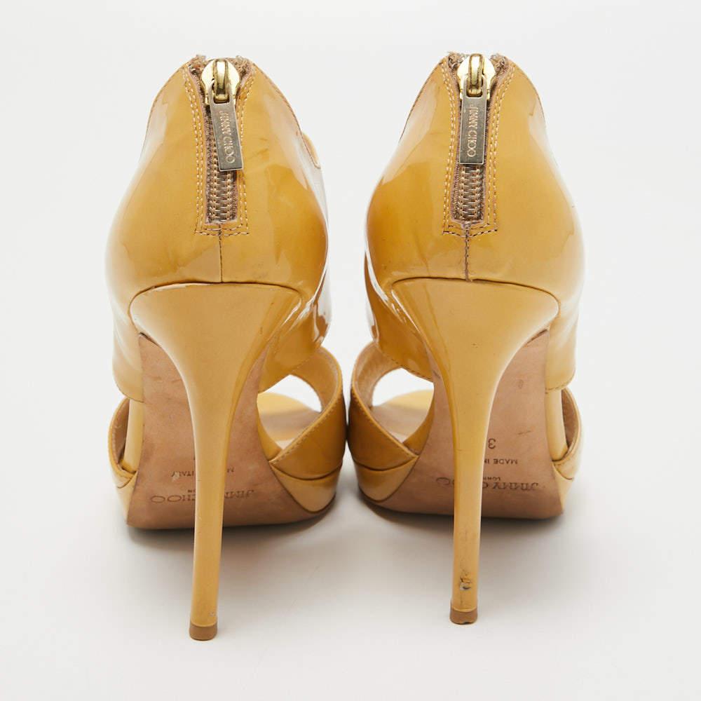 Women's Jimmy Choo Beige Patent Leather ‘Private’ Sandals Size 37 For Sale