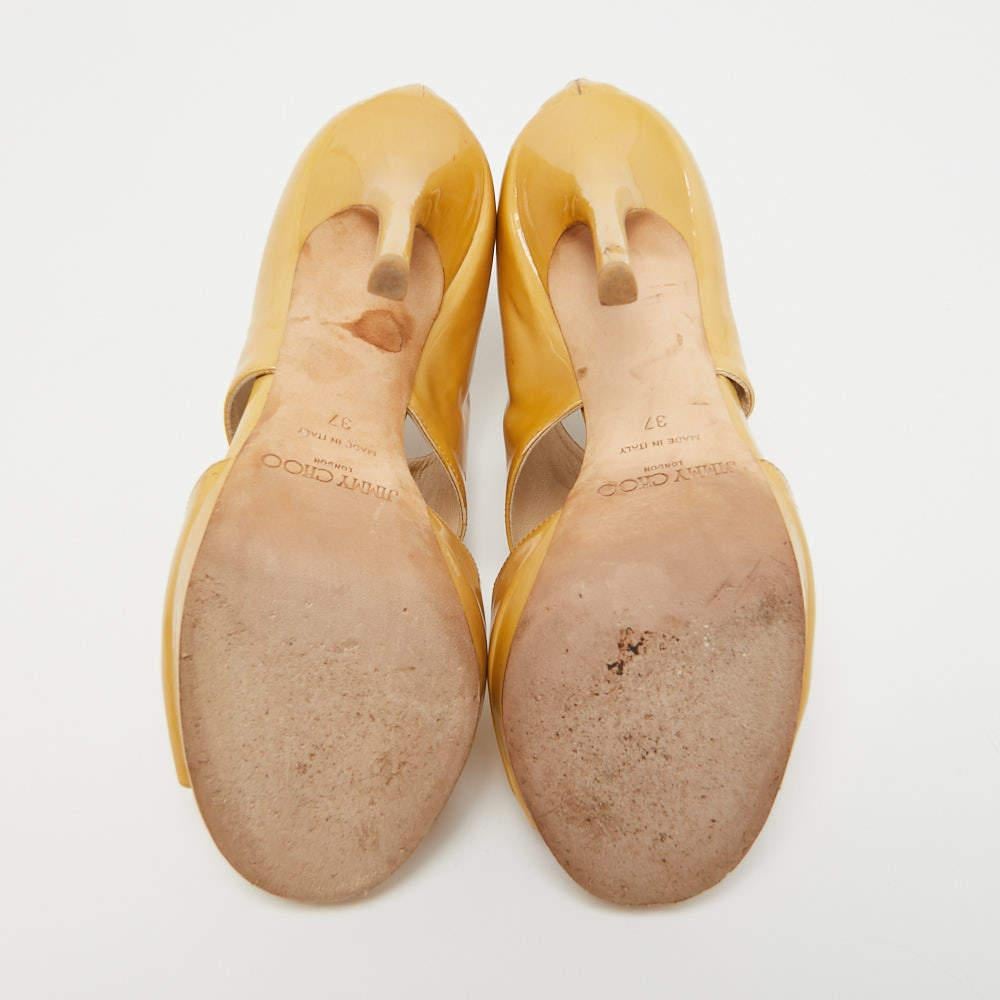 Jimmy Choo Beige Patent Leather ‘Private’ Sandals Size 37 For Sale 1