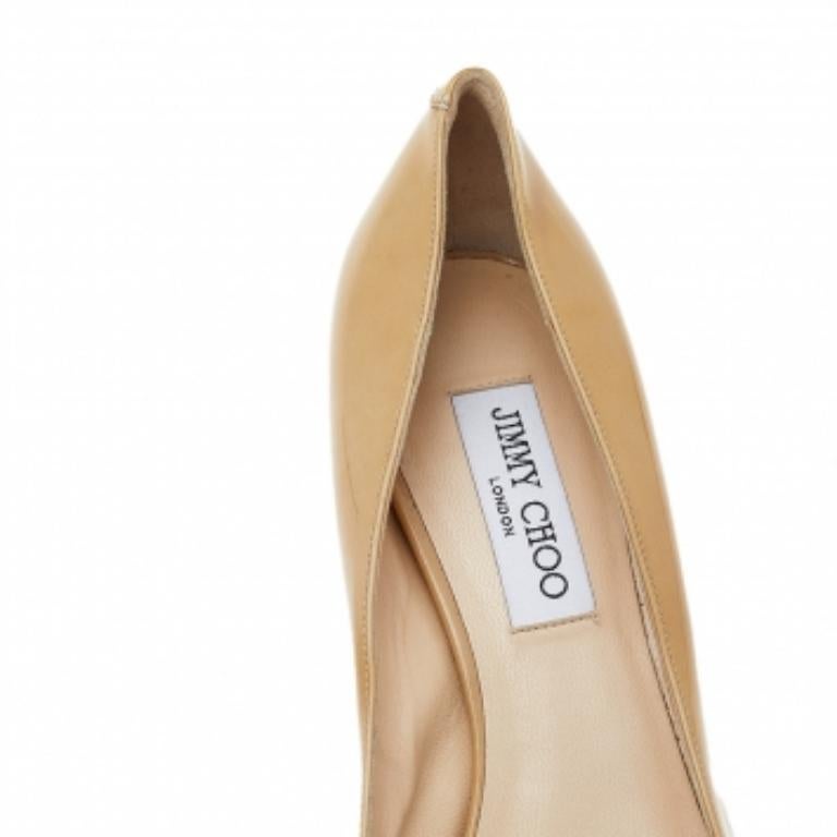  Jimmy Choo escarpins à bout ouvert en cuir verni beige, taille 39,5 Pour femmes 
