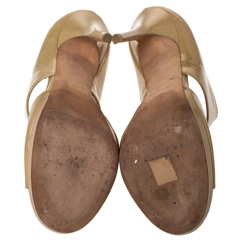 Jimmy Choo Beige Patent Leather Private Sandals Size 40 2